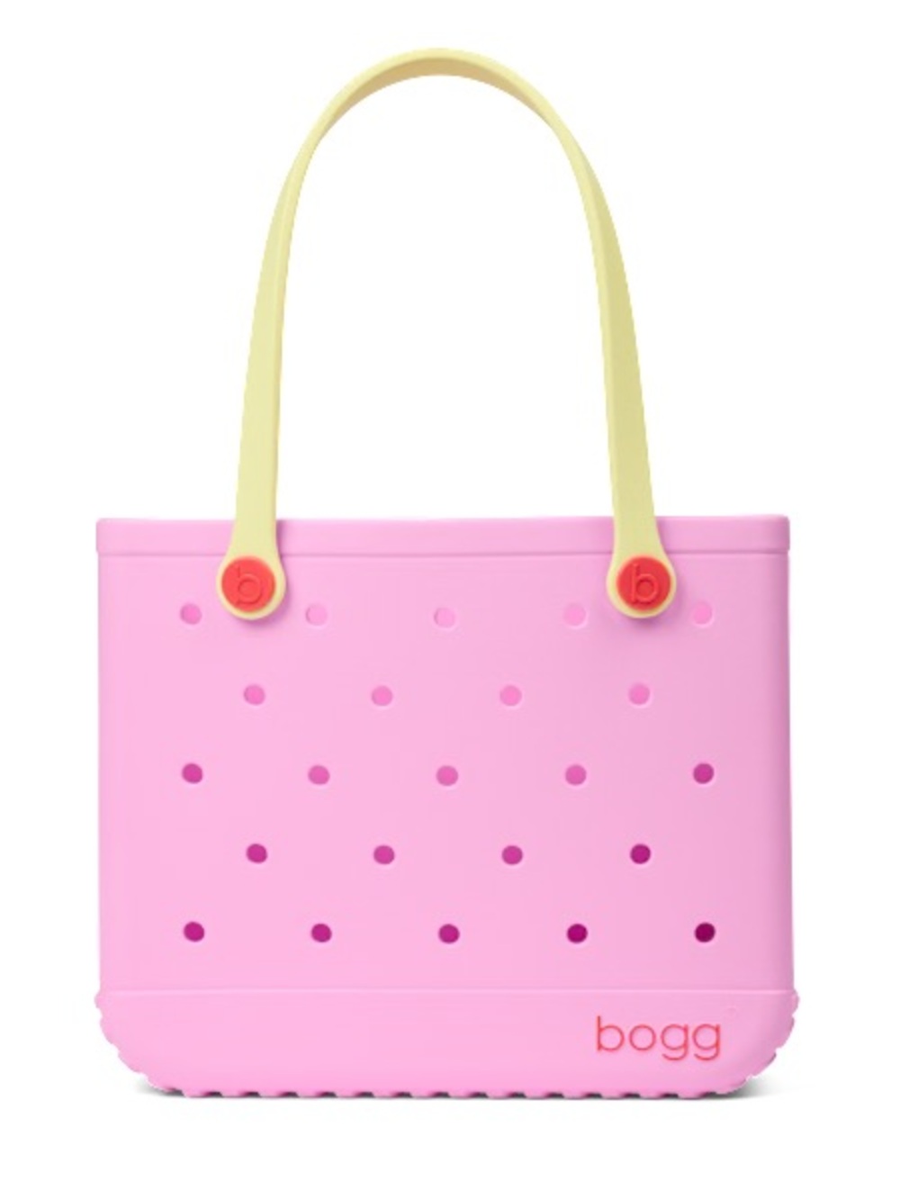 Bogg Pink Tote Bag with Yellow Handles 14”X 12.5”